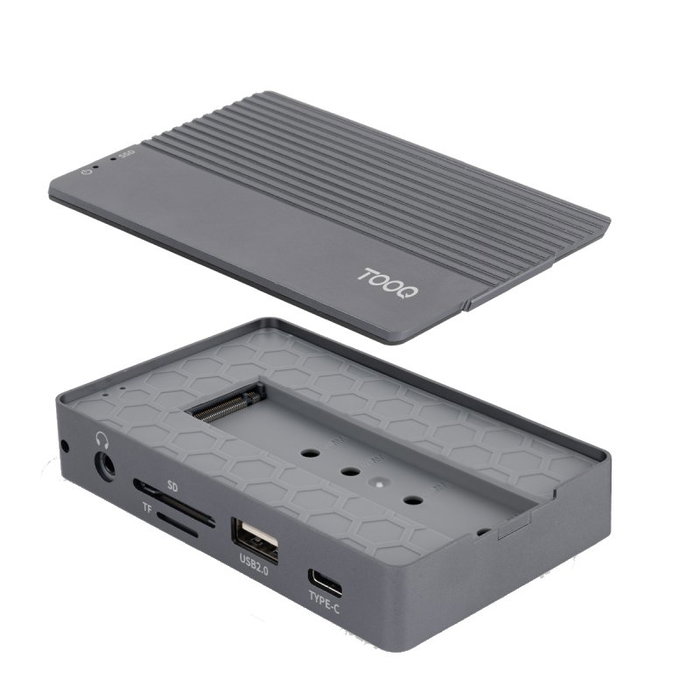 Tooq Docking USB Tipo-C TQE-2242G con Ranura SSD M.2 y Hub 10 en 1 Gris Tooq Docking USB Tipo-C TQE-2242G con Ranura SSD M.2 y Hub 10 en 1 Gris
